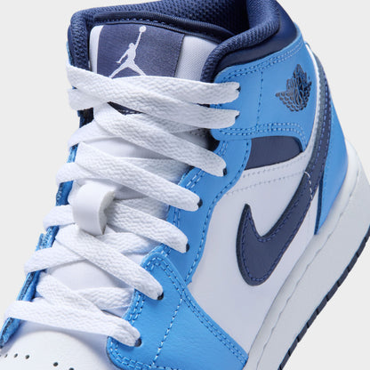 Jordan 1 Mid GS Midnight Navy / University Blue - White