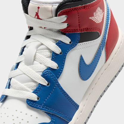 Jordan 1 Mid GS True Blue / Summit White - Varsity Red