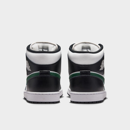Jordan 1 Mid Noir / Blanc Sommet - Vert Gorge