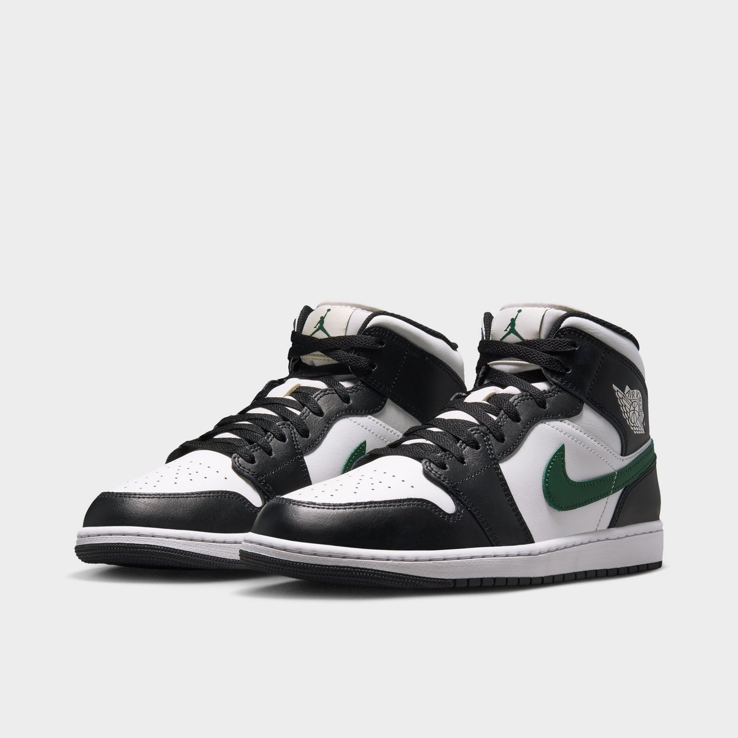Jordan 1 Mid Noir / Blanc Sommet - Vert Gorge