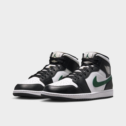 Jordan 1 Mid Noir / Blanc Sommet - Vert Gorge