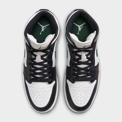 Jordan 1 Mid Noir / Blanc Sommet - Vert Gorge