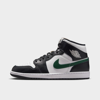 Jordan 1 Mid Noir / Blanc Sommet - Vert Gorge
