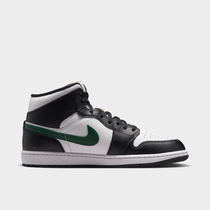 Jordan 1 Mid Noir / Blanc Sommet - Vert Gorge
