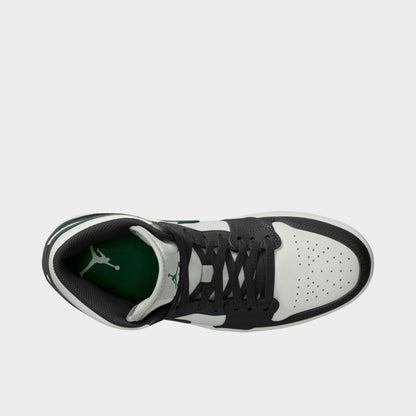 Jordan 1 Mid Noir / Blanc Sommet - Vert Gorge