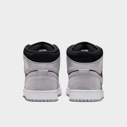 Jordan 1 Mid Gris Fumé Clair / Blanc - Noir