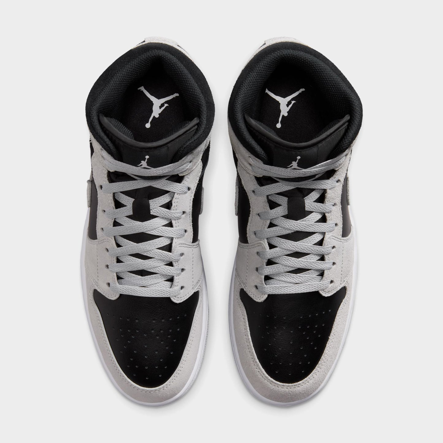 Jordan 1 Mid Gris Fumé Clair / Blanc - Noir