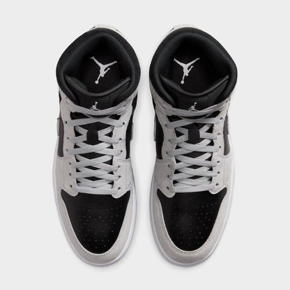 Jordan 1 Mid Gris Fumé Clair / Blanc - Noir