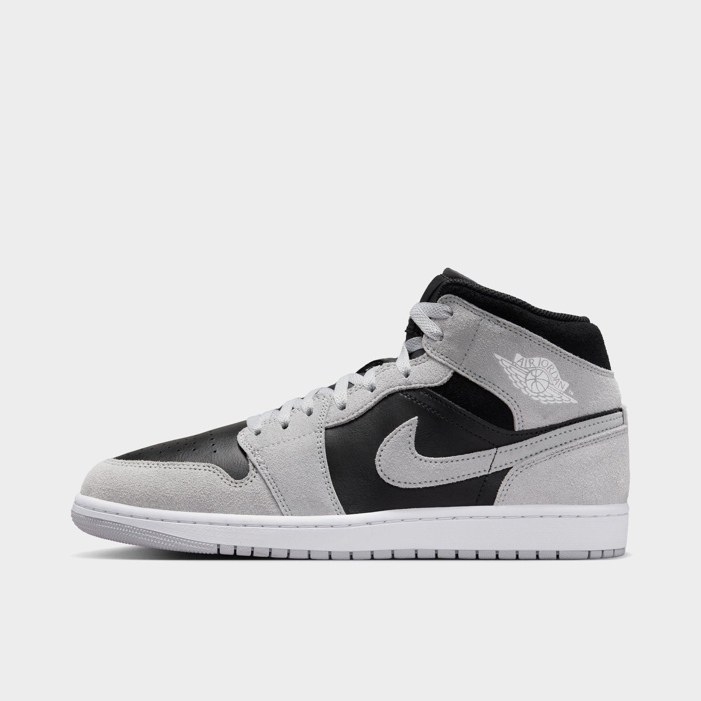 Jordan 1 Mid Gris Fumé Clair / Blanc - Noir