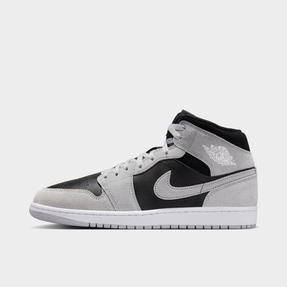 Jordan 1 Mid Gris Fumé Clair / Blanc - Noir