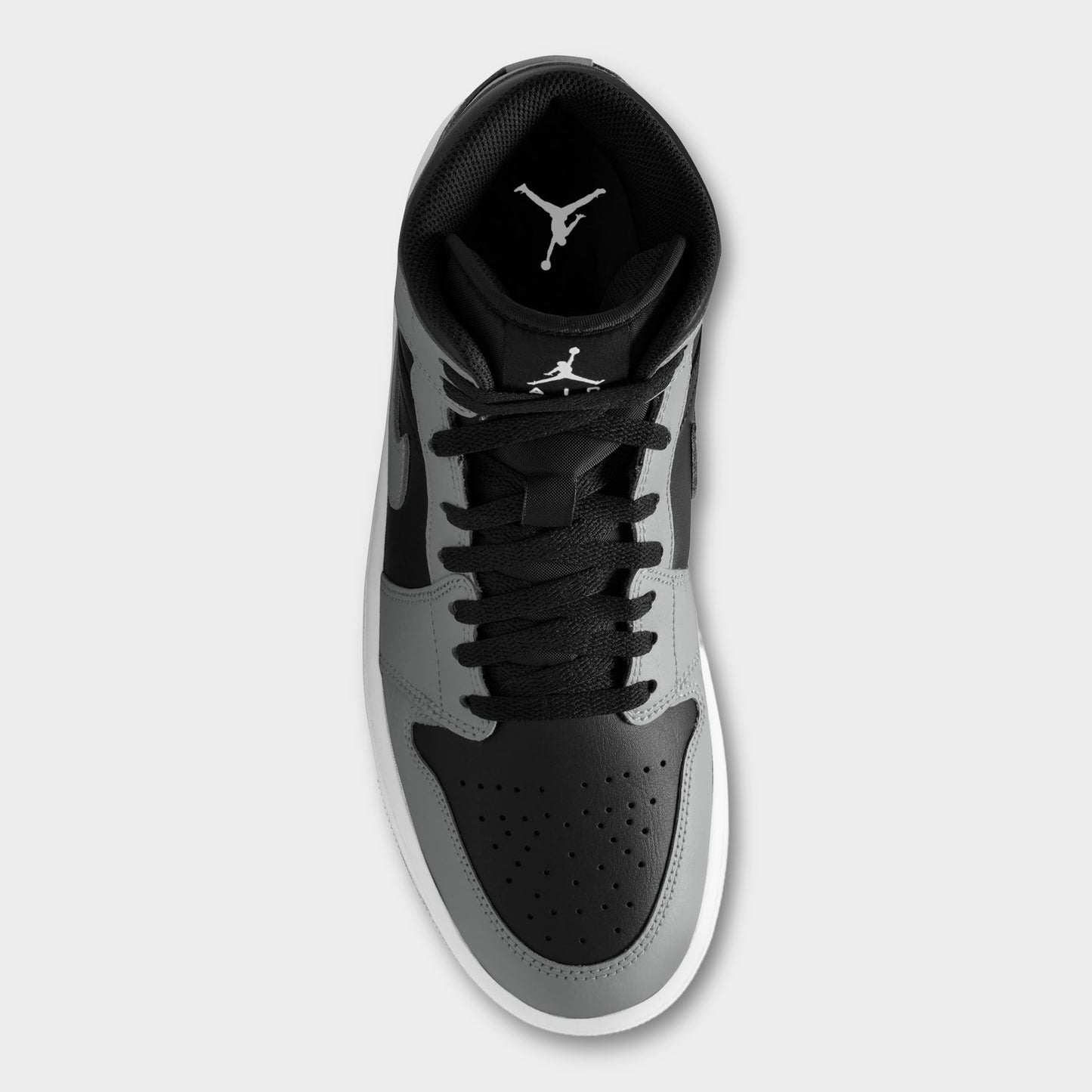 Jordan 1 Mid Gris Fumé Clair / Blanc - Noir