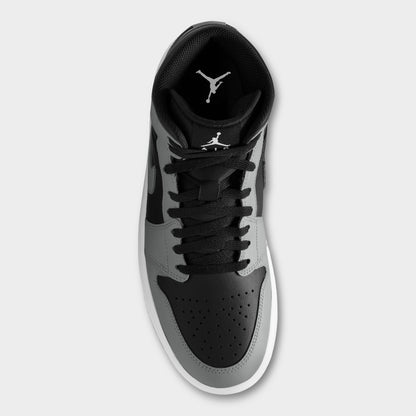 Jordan 1 Mid Gris Fumé Clair / Blanc - Noir