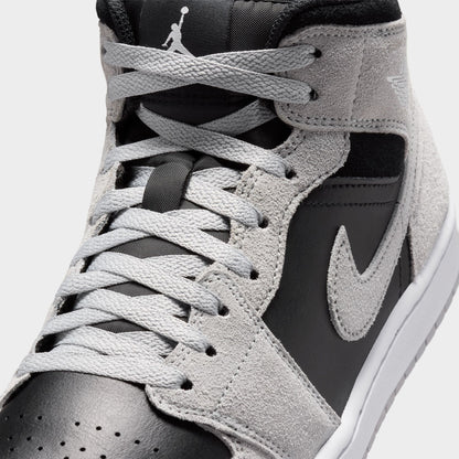 Jordan 1 Mid Gris Fumé Clair / Blanc - Noir