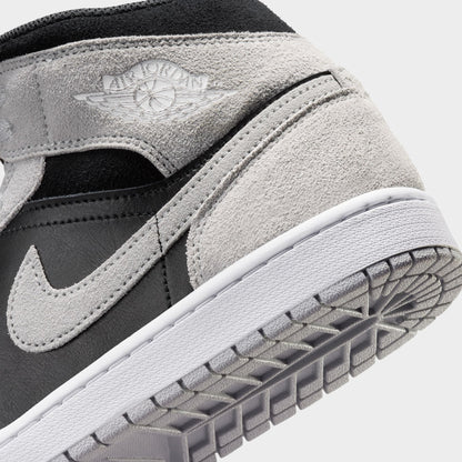Jordan 1 Mid Gris Fumé Clair / Blanc - Noir