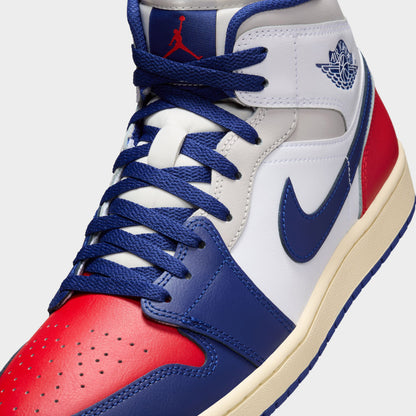 Jordan 1 Mid White / Deep Royal Blue - University Red