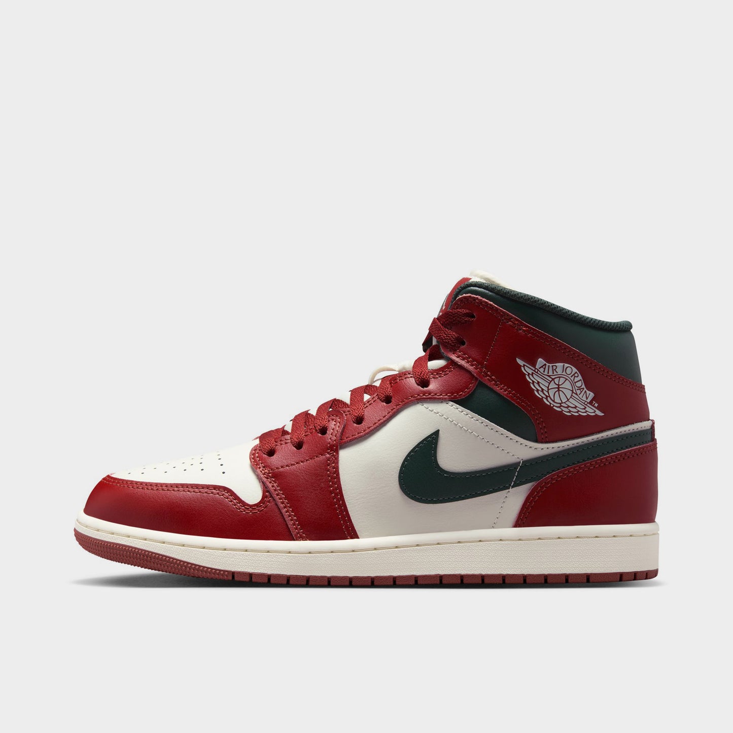 Jordan 1 Mid Rouge / Blanc - Vert