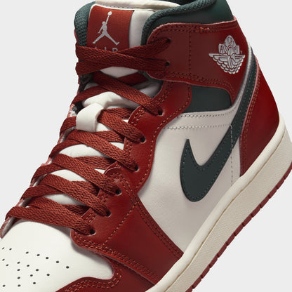 Jordan 1 Mid Rouge / Blanc - Vert