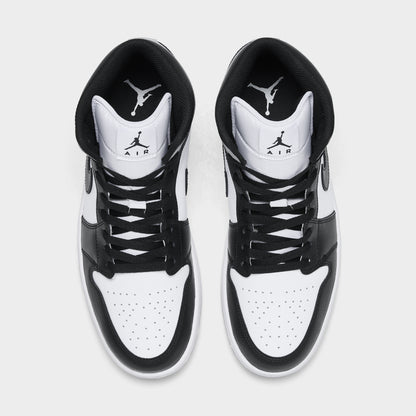 Jordan 1 Mid White / Black - Light Smoke Grey