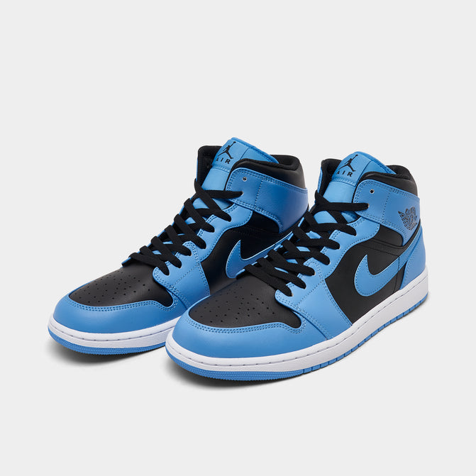 black and blue jordan mid