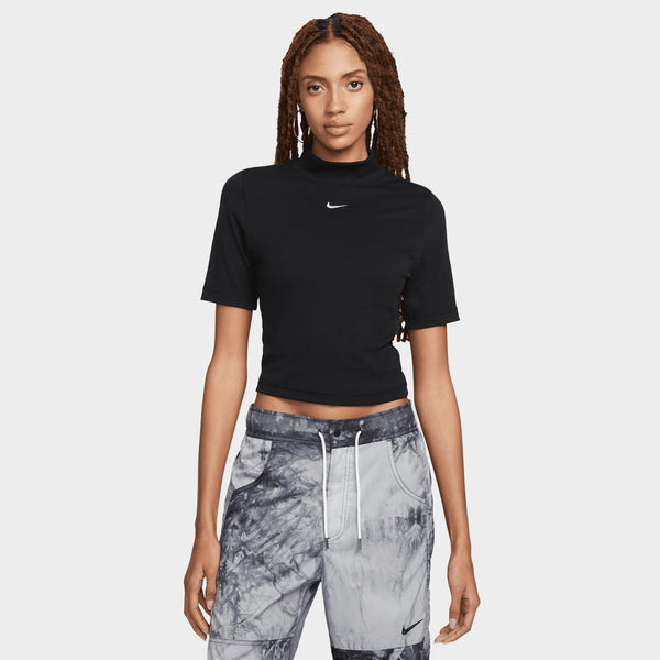 Nike Sportswear Women's Ribbed Mock Neck Top Black / White | JD