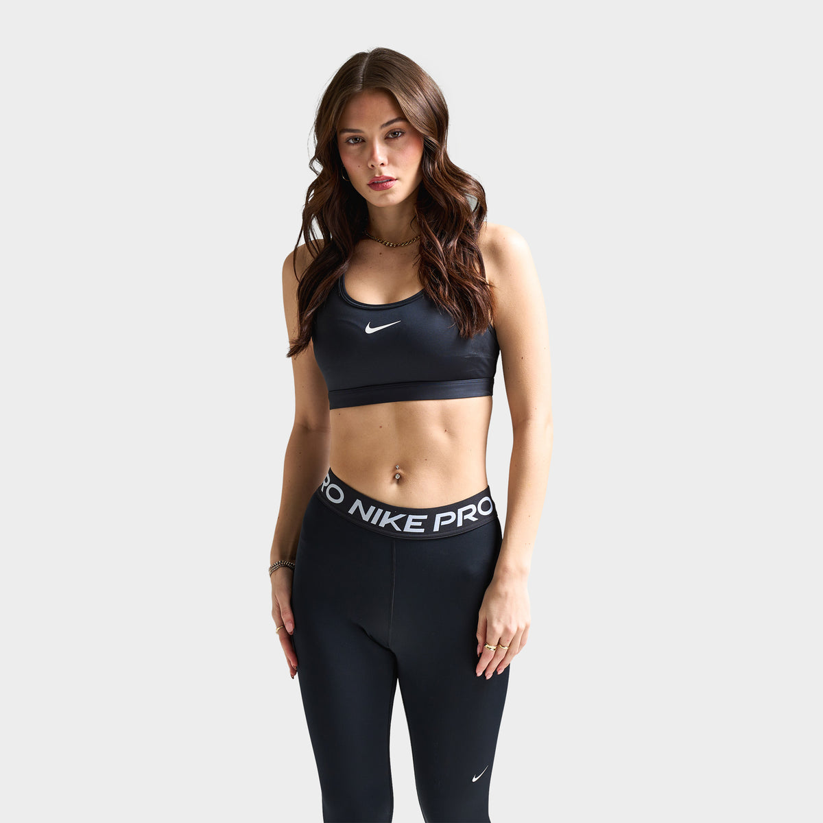 Nike Women's Swoosh Medium Support Padded Sports Bra Black White