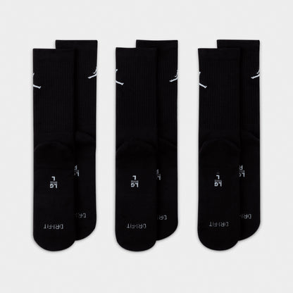 Jordan Everyday Crew Socks (3 Pack) Black / White
