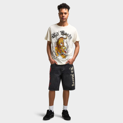 Ed Hardy Crawling Tiger Graphique T-Shirt / Ivoire