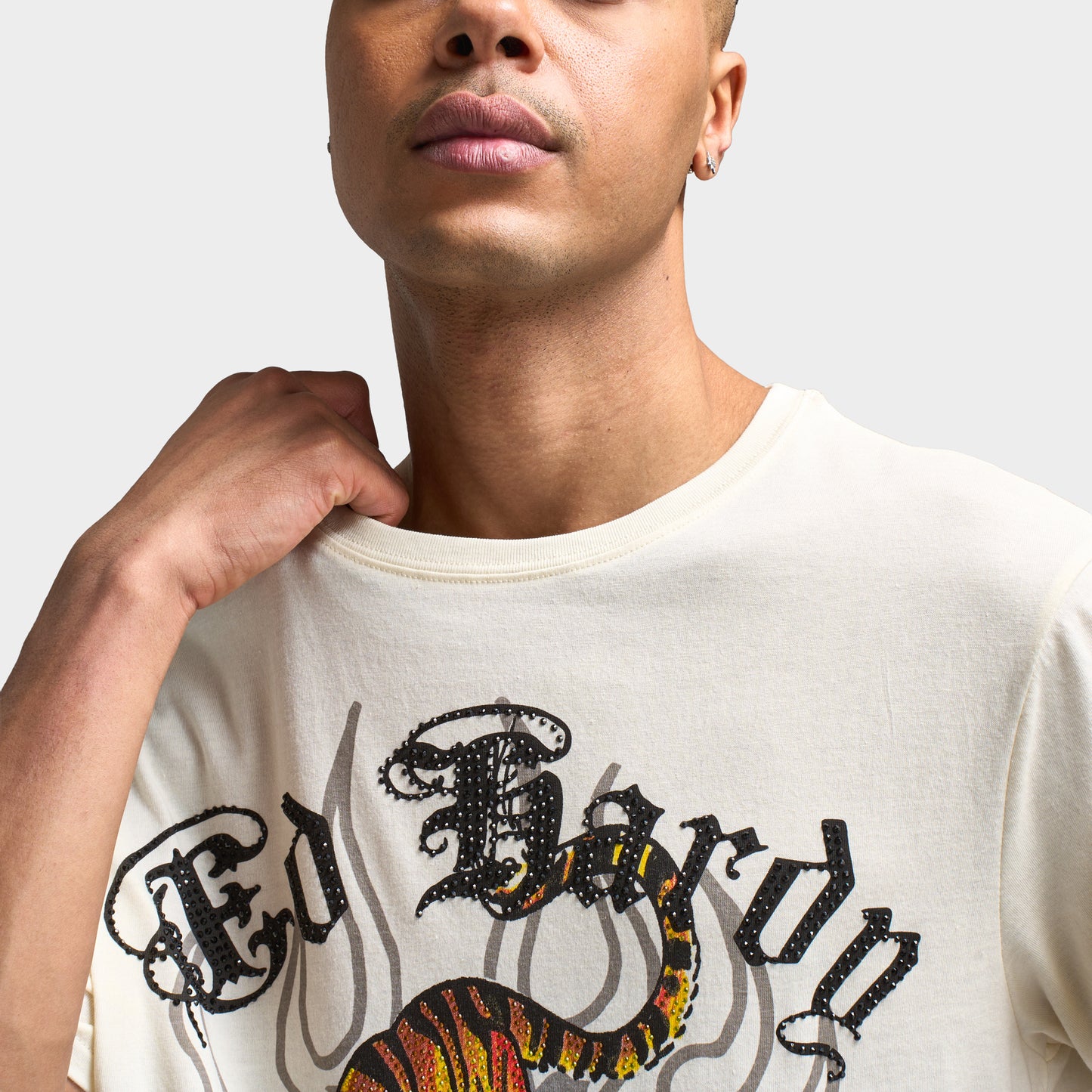 Ed Hardy Crawling Tiger Graphique T-Shirt / Ivoire