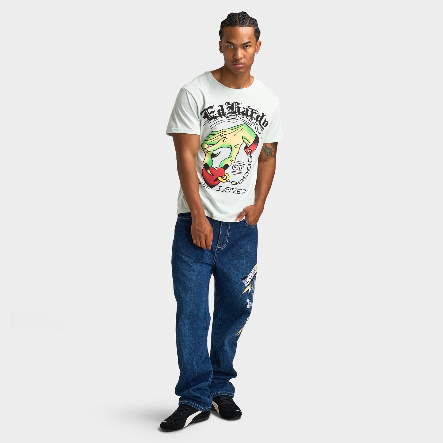 Ed Hardy Heart Hand T-Shirt / Arctic Blue