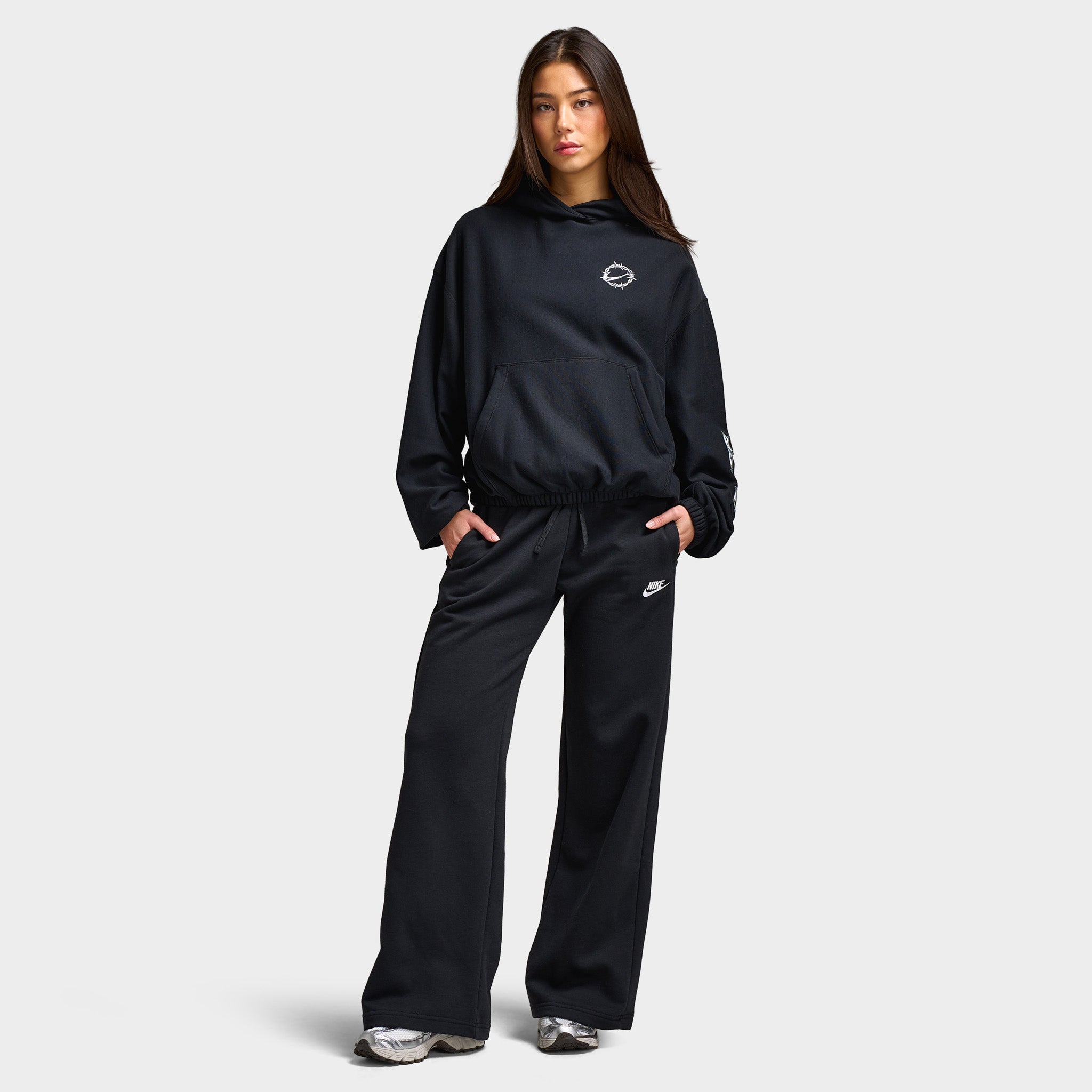 Nike Sportswear Women's Club Fleece Mid Rise Pants Wide Black