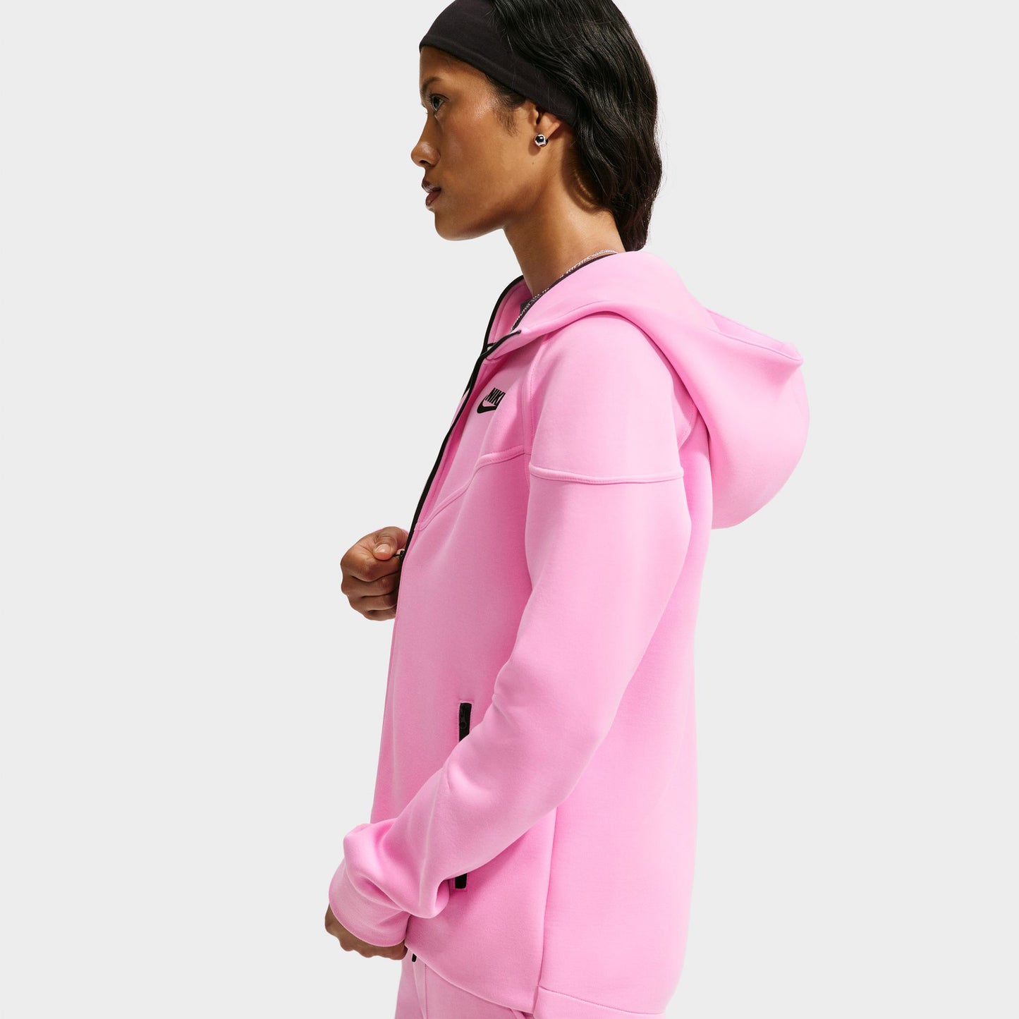 Nike Femmes Tech Polaire Chandail à Capuche Zippé Windrunner Rose / Noir
