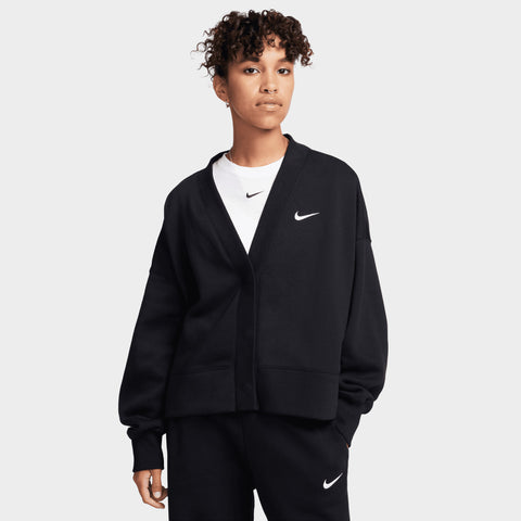 Nike Sportswear Women s Phoenix Fleece Over Oversized Cardigan Black Sail