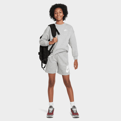 Nike Junior Club Fleece à col roulé surdimensionné pour filles Dark Grey Heather / Blanc