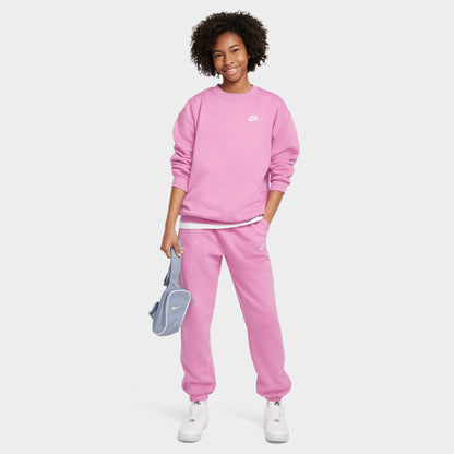 Nike Junior Girls' Club Fleece Oversized Crewneck Magic Flam