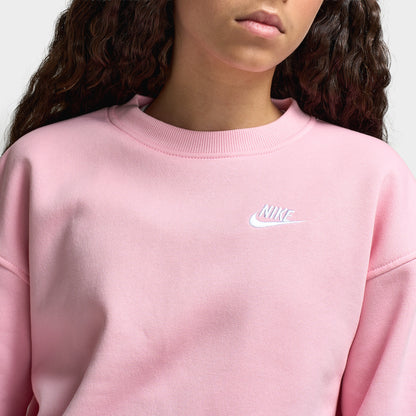 Nike Sportswear Juniors' Club Fleece Oversized Crew / Med Soft Pink