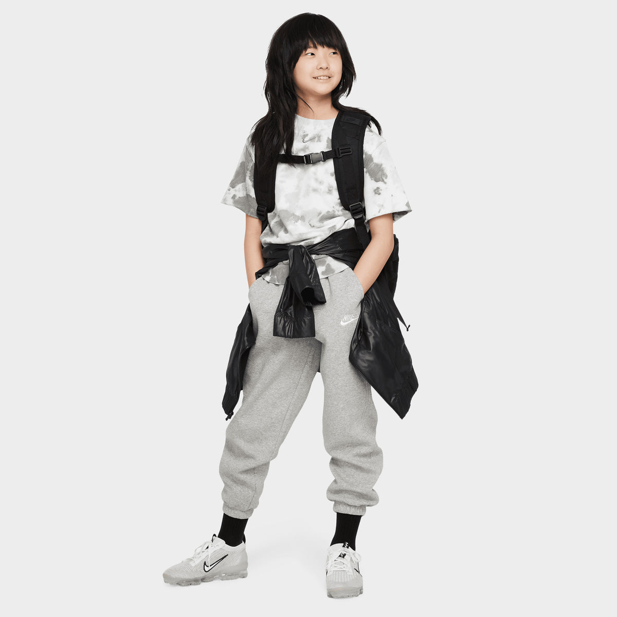 Nike Junior Girls' Club Fleece Loose Pants / Dark Grey Heather