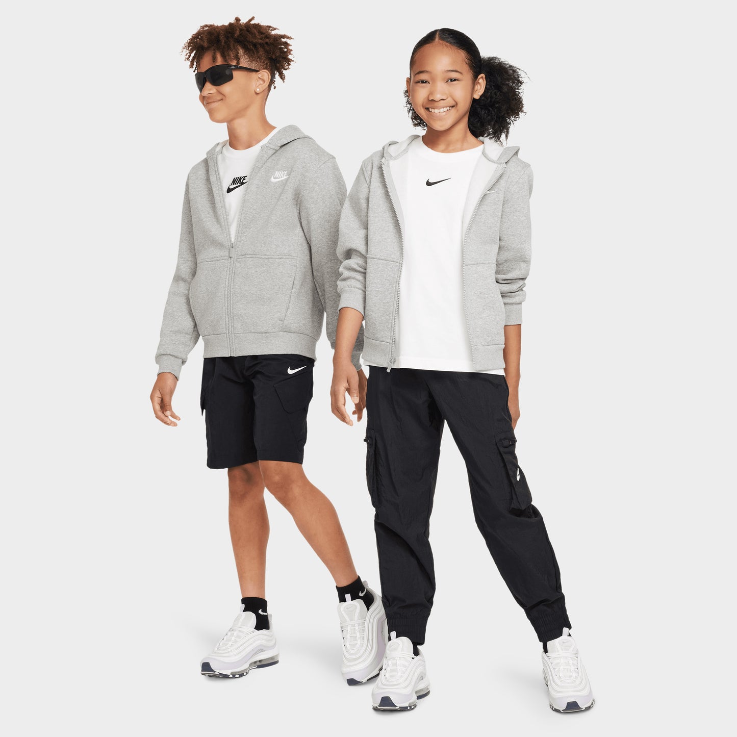 Nike Sportswear Club Juniors' Hoodie en Molleton  / Base Grey - Blanc