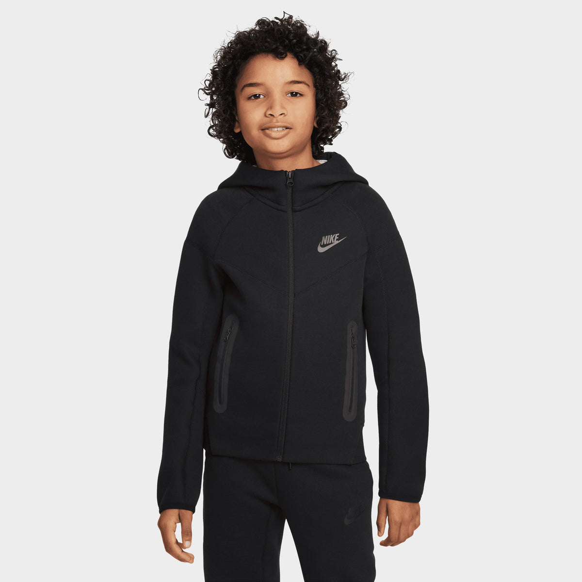 Nike Sportswear Junior Boys' Tech Fleece Full Zip Hoodie Black / Black ...