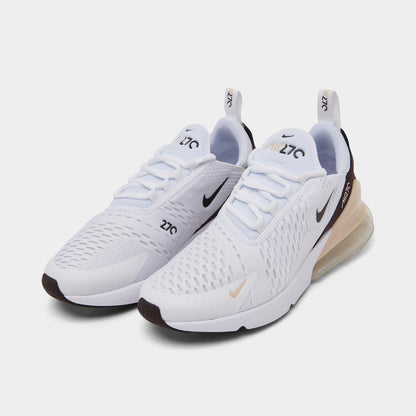 Nike Femmes Air Max 270 Blanc / Marron Velours - Sanddrift