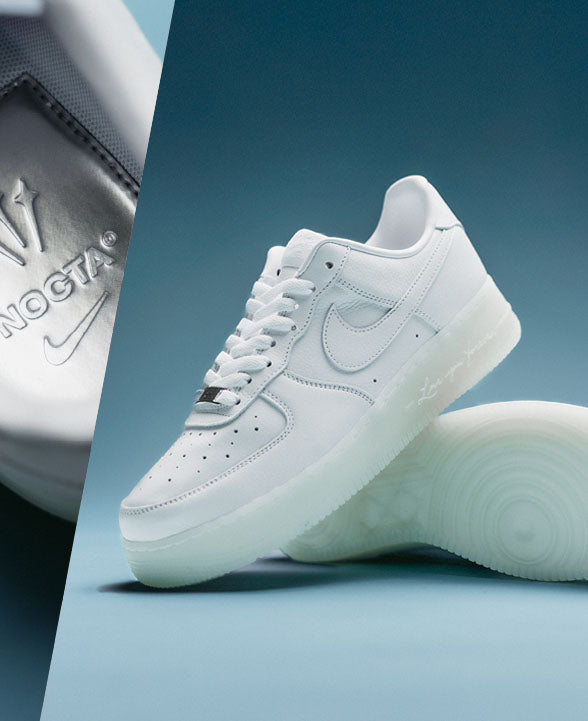 Nike Air Force 1 Low SP LYF “White / Cobalt Tint – Metallic” shoe. Shop NOCTA now at JD Sports.