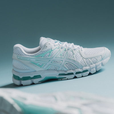 ASICS Gel-Kayano 20 “White / Illuminant Mint” shoe. Shop ASICS now at JD Sports.