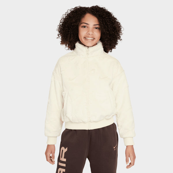 Nike Junior Girls Faux Fur Jacket Coconut Milk