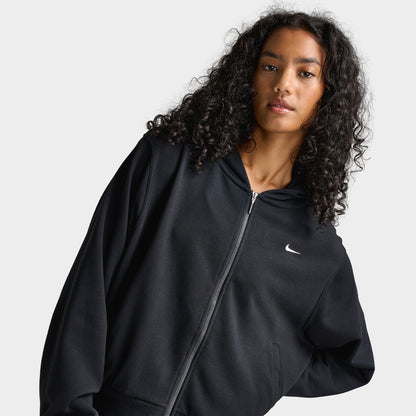 Nike Women's Loose Full-Zip French Terry Hoodie Black / Sail