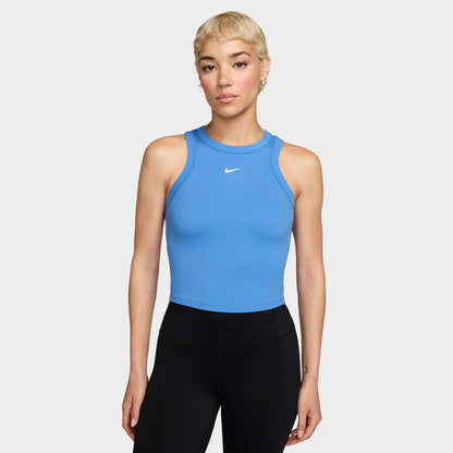 Nike One Women's Fitted Crop Tank / University Blue / White