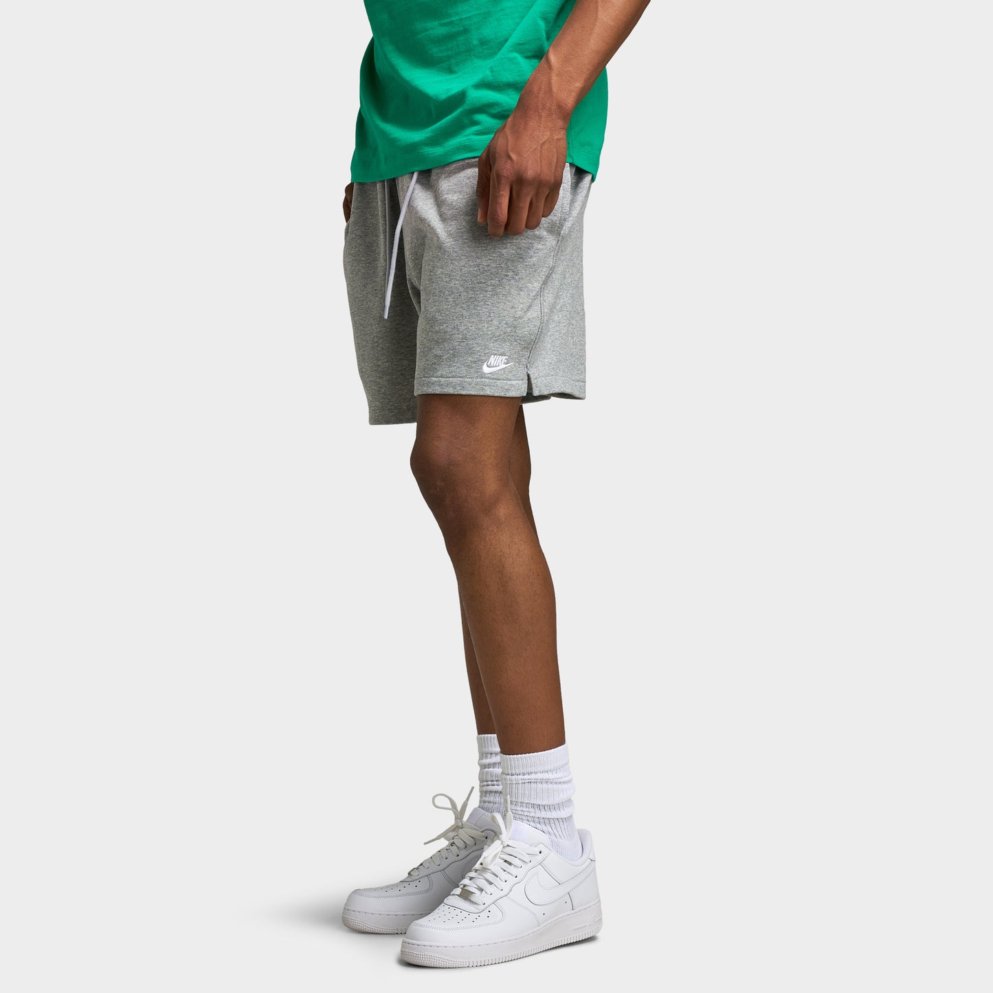 Nike Club French Terry Flow Short Dark Gris Heather / Lt Smoke Gris - Blanc