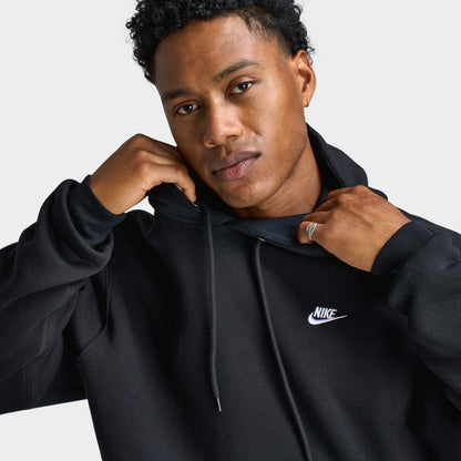 Nike Club Fleece Pullover Hoodie Black / Black - White
