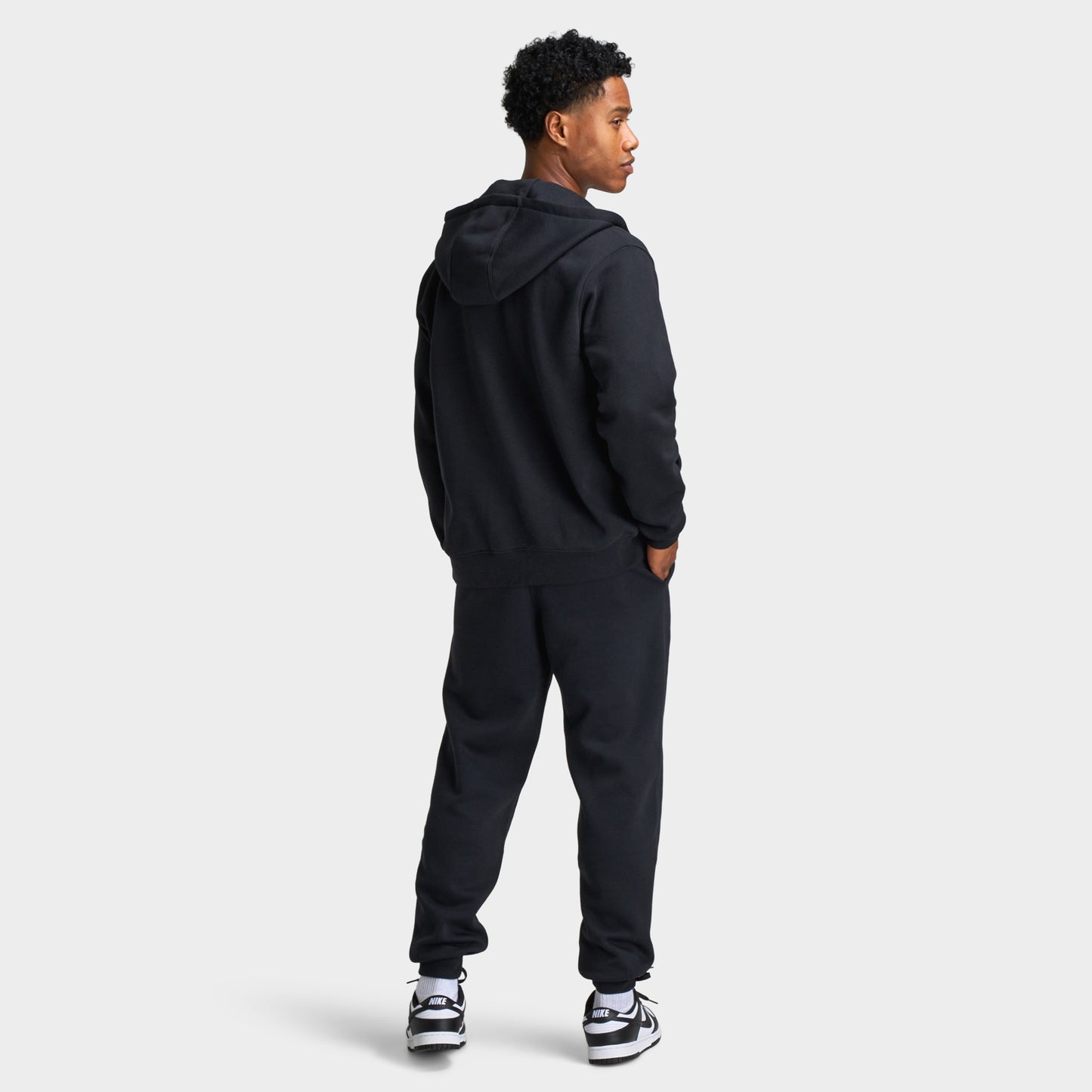 Nike Club Fleece Full Zip Hoodie Black / Black - White