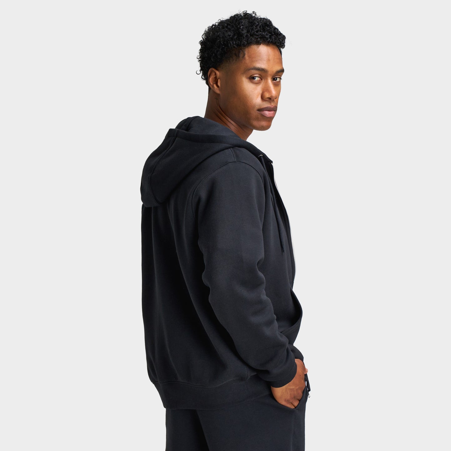 Nike Club Fleece Full Zip Hoodie Black / Black - White