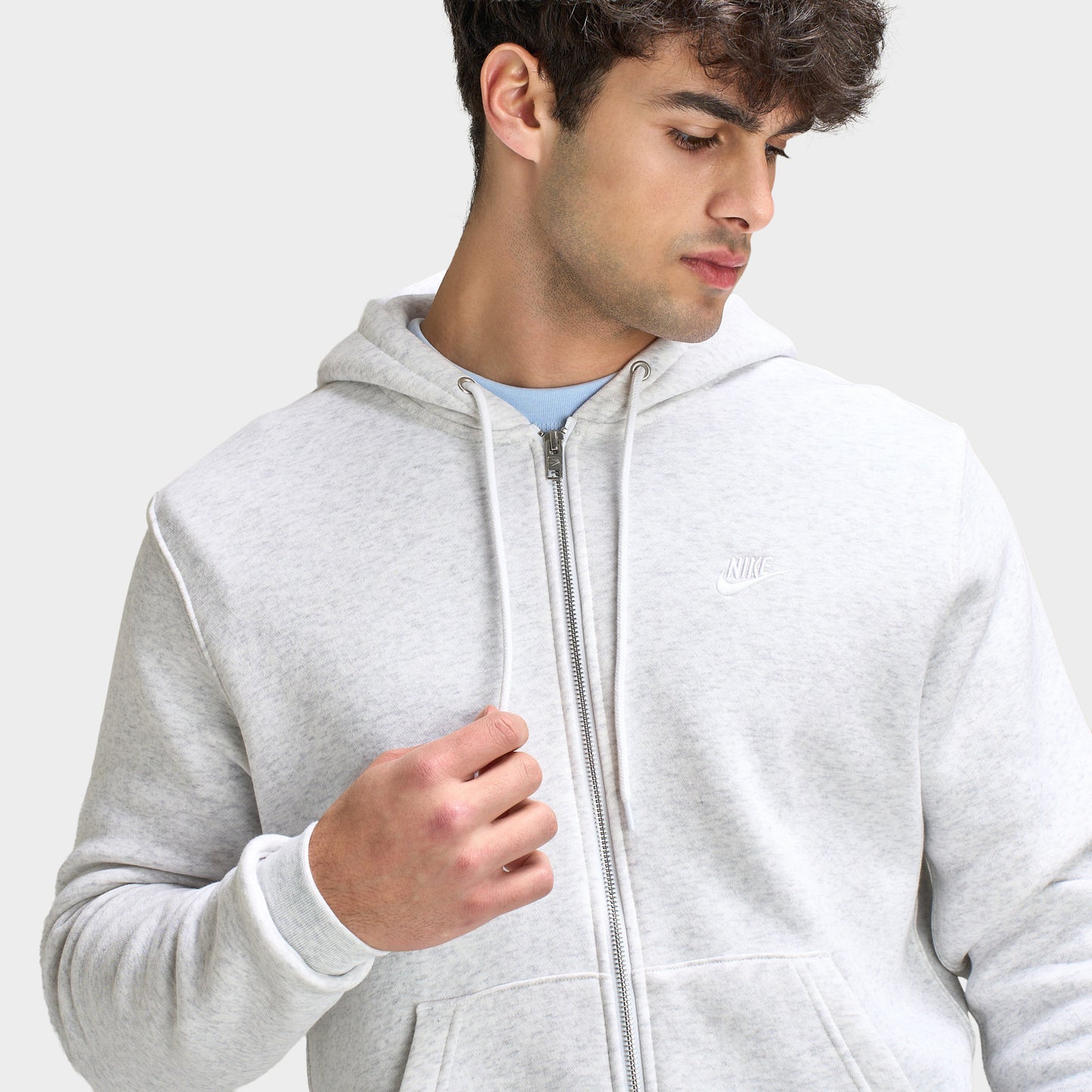Nike Club Birch Heather Chandail à capuche zippé / Blanc / Blanc