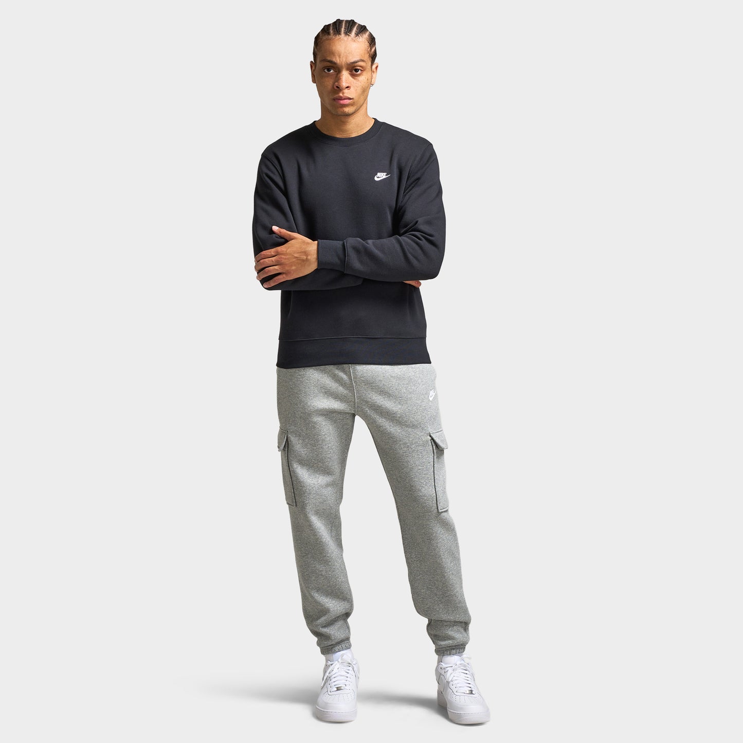 Nike Club Fleece Crew Black / White